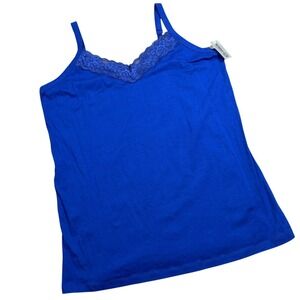 Catherines Suprema Camisole Womens 0X Blue Lace Trim Layering Tank Top NWT